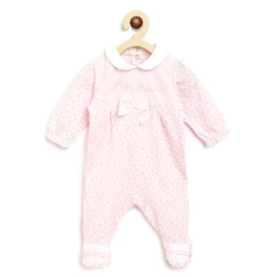 Girls Light Pink Nappy Opening Babysuit